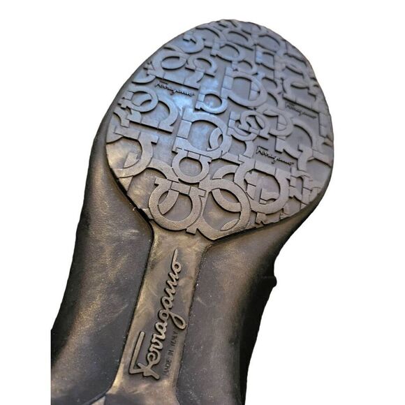 Salvatore Ferragamo Sneakers Women's 7.5 Narrow Black Borja Gancini Lace Up - Picture 3 of 8